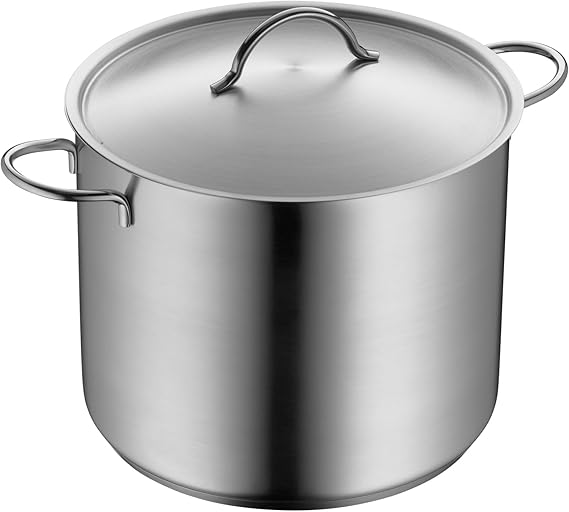 WMF Gemüse- Suppentopf Induktion 28cm, Metalldeckel mit Dampföffnung, Kochtopf groß 14l, Cromargan Edelstahl mattiert, großer Topf unbeschichtet, backofengeeignet