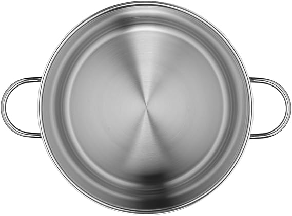 WMF Gemüse- Suppentopf Induktion 28cm, Metalldeckel mit Dampföffnung, Kochtopf groß 14l, Cromargan Edelstahl mattiert, großer Topf unbeschichtet, backofengeeignet
