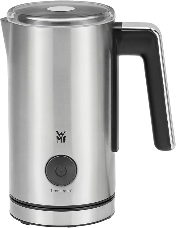 WMF Stelio Milchaufschäumer elektrisch (500 Watt, 150-250 ml, Antihaftbeschichtung, kabellos, für Milchschaum heiss und kalt, heiße Schokolade) cromargan matt/silber