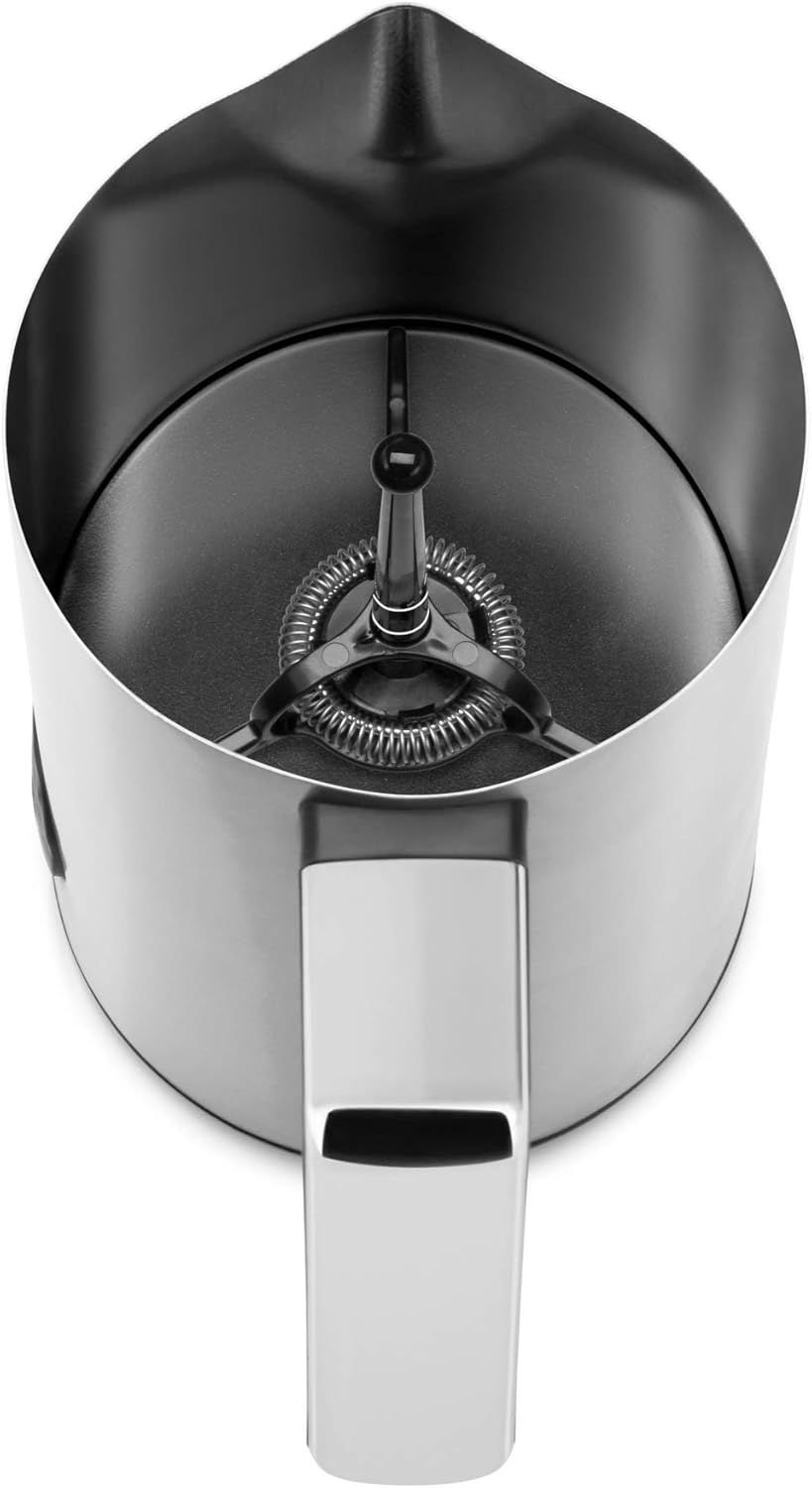 WMF Stelio Milchaufschäumer elektrisch (500 Watt, 150-250 ml, Antihaftbeschichtung, kabellos, für Milchschaum heiss und kalt, heiße Schokolade) cromargan matt/silber