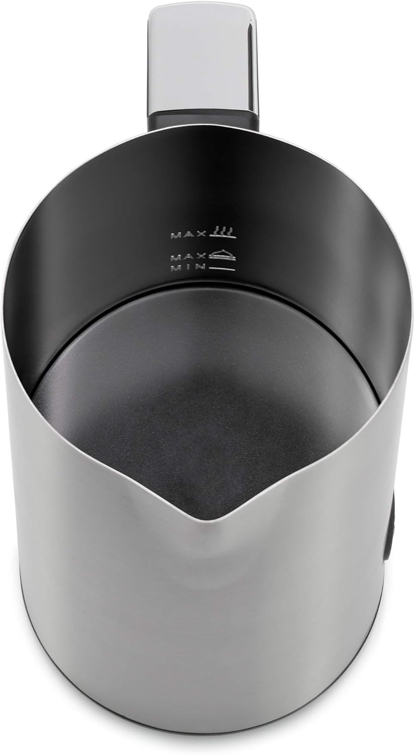 WMF Stelio Milchaufschäumer elektrisch (500 Watt, 150-250 ml, Antihaftbeschichtung, kabellos, für Milchschaum heiss und kalt, heiße Schokolade) cromargan matt/silber