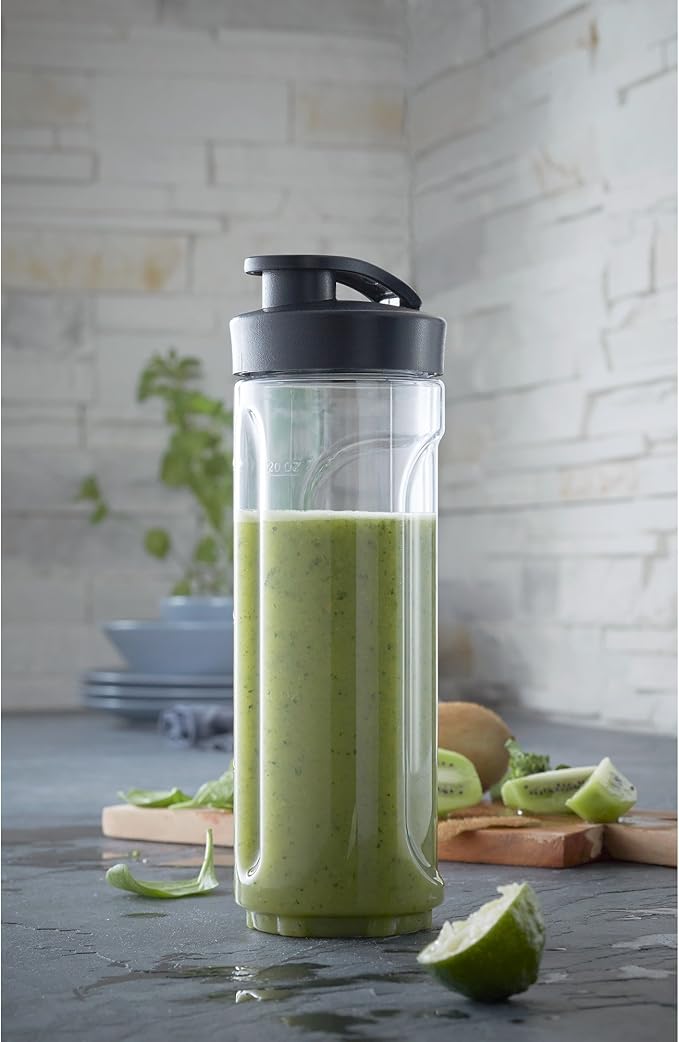 WMF Kult X Mix & Go/Küchenminis Trinkflasche 600 ml, Smoothie Flasche, Mixbehälter, Smoothie Becher aus Tritan-Kunststoff, bruchsicher [Energieklasse B]